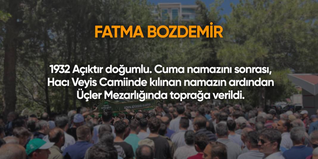Konya'da bugün vefat edenler | 29 Ağustos 2025 19